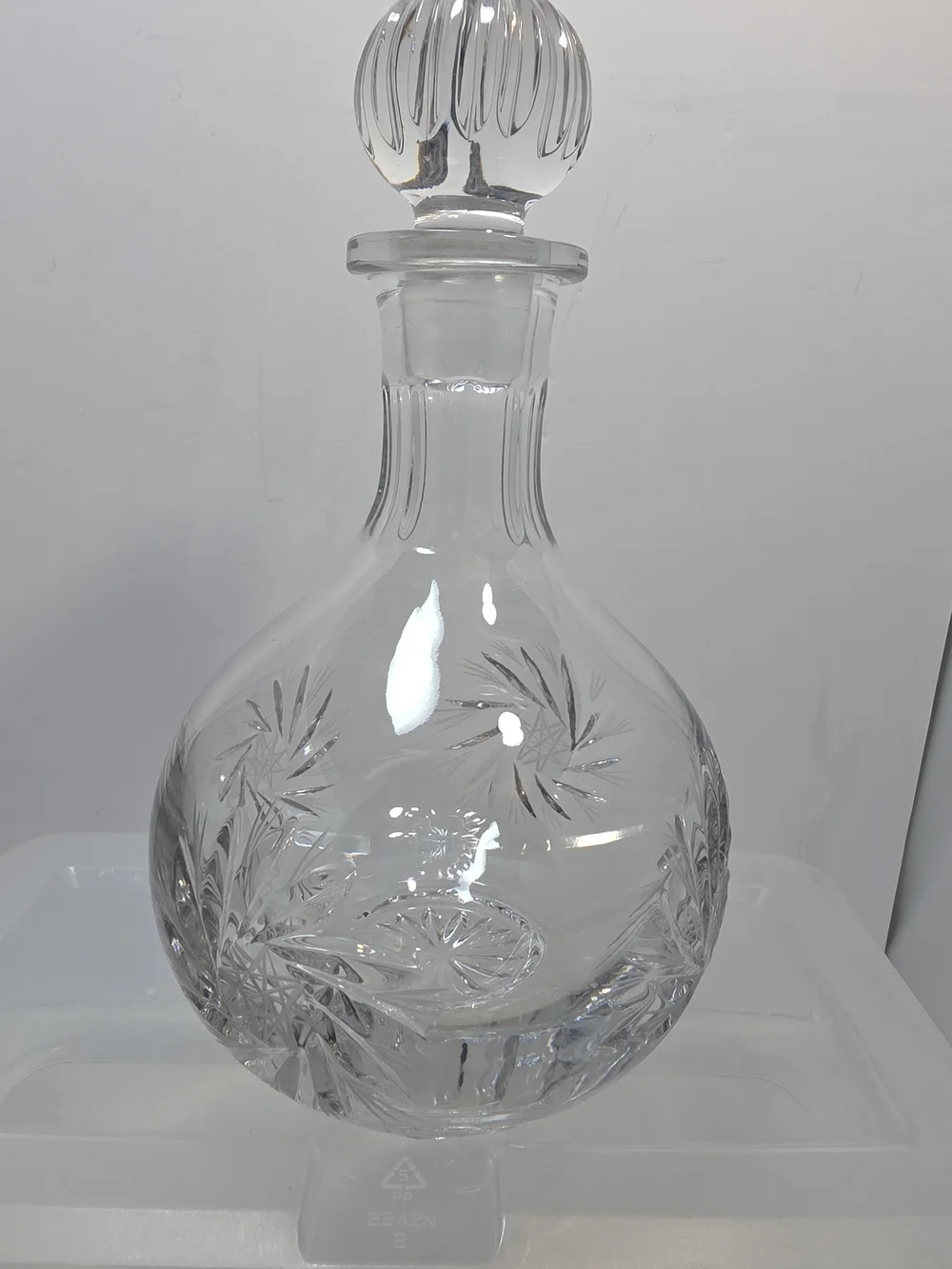 Vintage Cut Crystal Pinwheel Liquor Whiskey Decanter With Stopper 10”